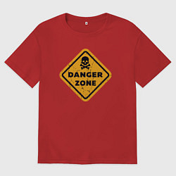 Футболка оверсайз женская Опасная зона, цвет: красный