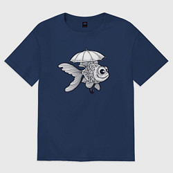 Женская футболка оверсайз Рыбка под зонтом