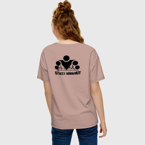 Женская футболка оверсайз Street Workout OldSchool Black / Пыльно-розовый – фото 4