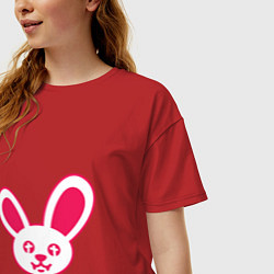 Футболка оверсайз женская Токсичный заяц, цвет: красный — фото 2
