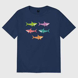 Женская футболка оверсайз Акулы в стиле поп-арт