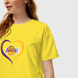 Футболка оверсайз женская LA Lakers в сердце, цвет: желтый — фото 2