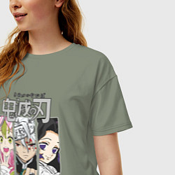 Футболка оверсайз женская Клинок рассекающий демонов столпы Митсуи Тенген Ши, цвет: авокадо — фото 2