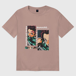 Женская футболка оверсайз Клинок рассекающий демонов Kamado Tanjiro