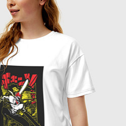 Футболка оверсайз женская Человек-бензопила Денджи воплощение демона, цвет: белый — фото 2