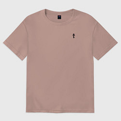 Женская футболка оверсайз За веру царя и святую триединую Русь малый крест ч