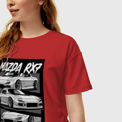 Футболка оверсайз женская Mazda rx-7 JDM авто, цвет: красный — фото 2