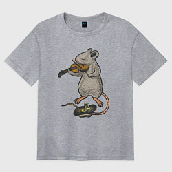 Женская футболка оверсайз Мышонок скрипач