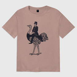 Женская футболка оверсайз Страус и джентльмен