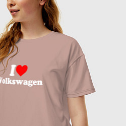 Футболка оверсайз женская I love Volkswagen, цвет: пыльно-розовый — фото 2