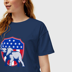Футболка оверсайз женская Слон США, цвет: тёмно-синий — фото 2