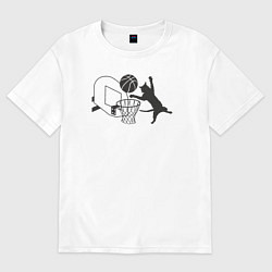 Женская футболка оверсайз Баскетбольный кот