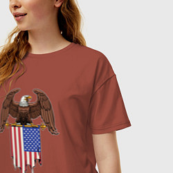 Футболка оверсайз женская Орёл с американским флагом, цвет: кирпичный — фото 2