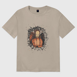 Футболка оверсайз женская Ванпанчмен герой, цвет: миндальный