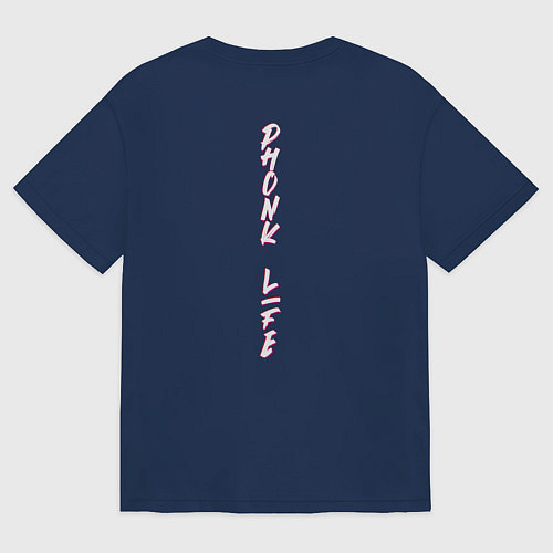 Женская футболка оверсайз Phonk life белый / Тёмно-синий – фото 2