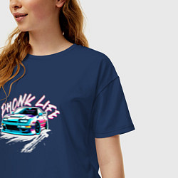 Футболка оверсайз женская Phonk life белый, цвет: тёмно-синий — фото 2