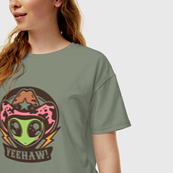 Футболка оверсайз женская Инопланетянин ковбой, цвет: авокадо — фото 2