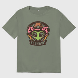 Футболка оверсайз женская Инопланетянин ковбой, цвет: авокадо