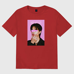 Футболка оверсайз женская Чимин BTS, цвет: красный