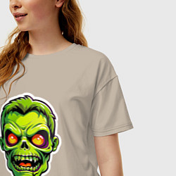 Футболка оверсайз женская Голова зомби, цвет: миндальный — фото 2