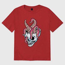 Женская футболка оверсайз Осьминог и череп