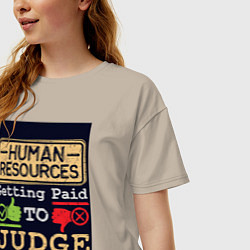 Футболка оверсайз женская Прием на работу, цвет: миндальный — фото 2