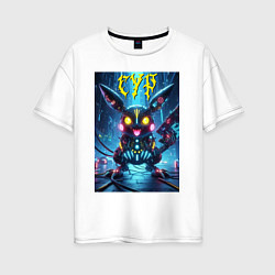 Футболка оверсайз женская Cyber horror - Pikachu, цвет: белый