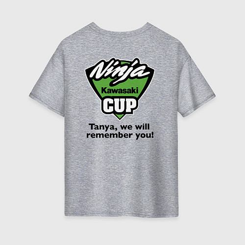 Женская футболка оверсайз Kawasaki ninja cup - memory / Меланж – фото 2