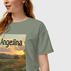 Футболка оверсайз женская Angelina - рассвет Ангелина, цвет: авокадо — фото 2