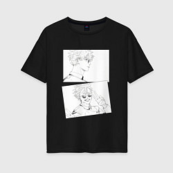 Женская футболка оверсайз Эмоции Сатору Годжо - Магическая битва