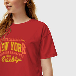 Футболка оверсайз женская New York Brooklyn, цвет: красный — фото 2