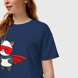 Футболка оверсайз женская Супергерой панда, цвет: тёмно-синий — фото 2