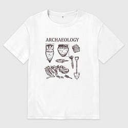 Футболка оверсайз женская Археология - древние окаменелости, цвет: белый