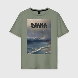 Футболка оверсайз женская Diana волны, цвет: авокадо