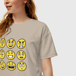 Футболка оверсайз женская Smiles 3x3, цвет: миндальный — фото 2