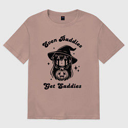 Футболка оверсайз женская Милая ведьма - даже плохиши иногда плачут, цвет: пыльно-розовый