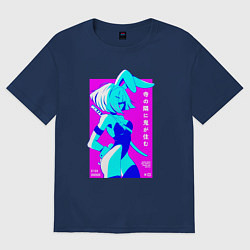 Женская футболка оверсайз Девочка зайчик-самурай с катаной - sexy