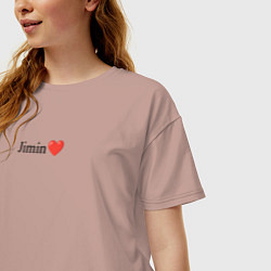 Футболка оверсайз женская BTS - Jimin, цвет: пыльно-розовый — фото 2