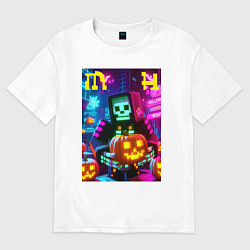 Женская футболка оверсайз Minecraft and halloween collaboration - ai art