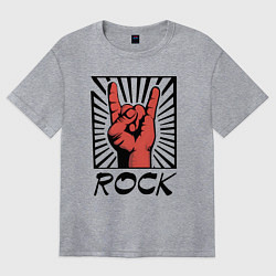 Футболка оверсайз женская Rock - жест коза, цвет: меланж
