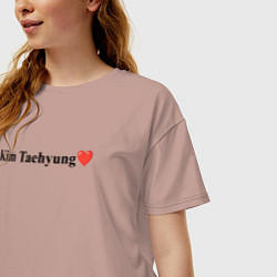Футболка оверсайз женская BTS Kim Tae-hyung, цвет: пыльно-розовый — фото 2