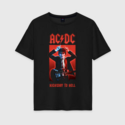 Футболка оверсайз женская ACDC Angus Young, цвет: черный