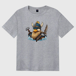 Женская футболка оверсайз Утка воин викинг