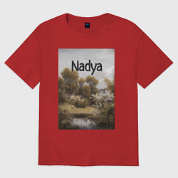 Футболка оверсайз женская Nadya пейзаж, цвет: красный