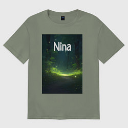 Футболка оверсайз женская Nina звездопад, цвет: авокадо