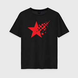 Футболка оверсайз женская USSR pixel star, цвет: черный