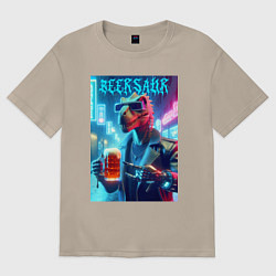 Футболка оверсайз женская Cyber cool dude Dino - ai art fantasy, цвет: миндальный