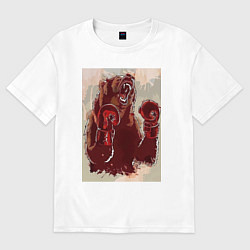Футболка оверсайз женская Медведь боксер, цвет: белый