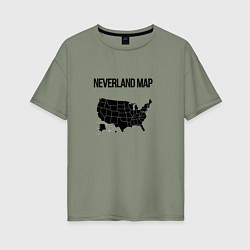 Футболка оверсайз женская Neverland map, цвет: авокадо