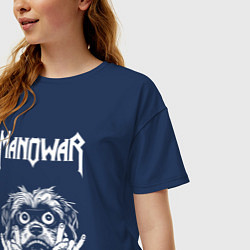 Футболка оверсайз женская Manowar rock dog, цвет: тёмно-синий — фото 2